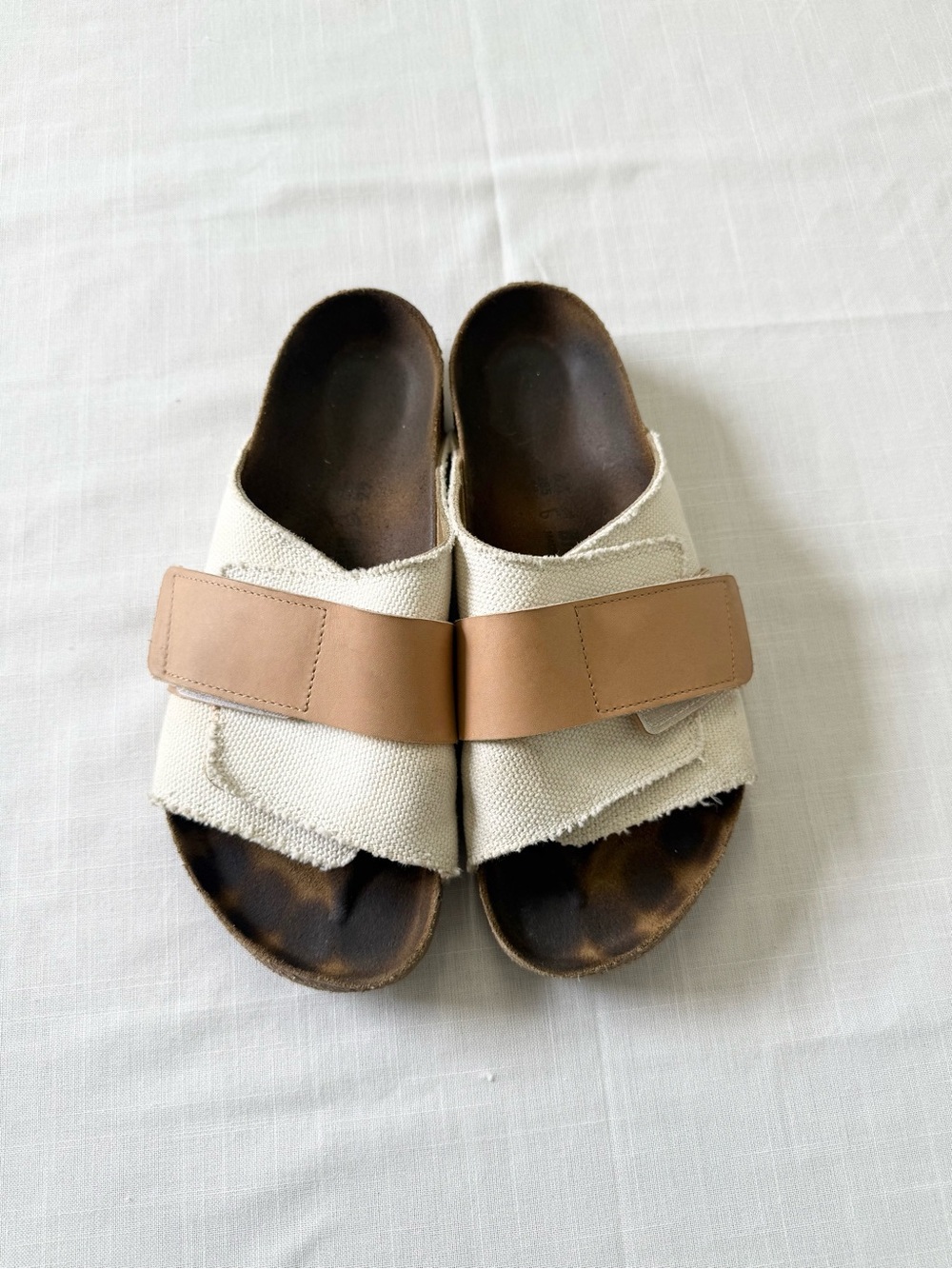 Birkenstock Kyoto Textile Leather Eggshell Mens Size 11 - Picture 2 of 7